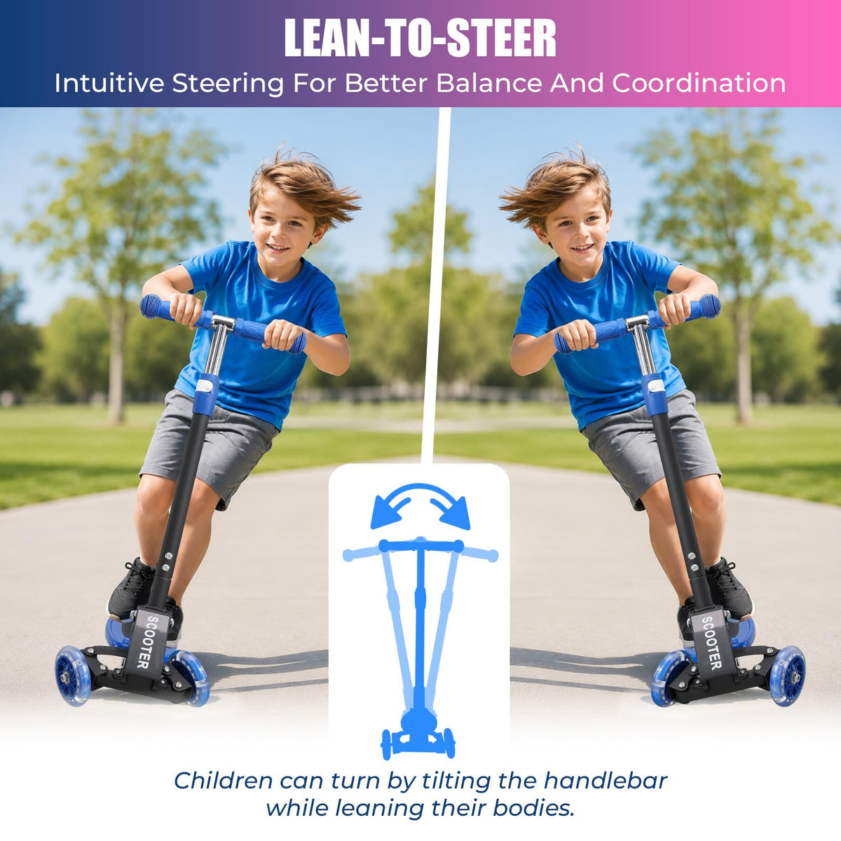 3 Wheel Kids Scooter with LED Light-Up H9416