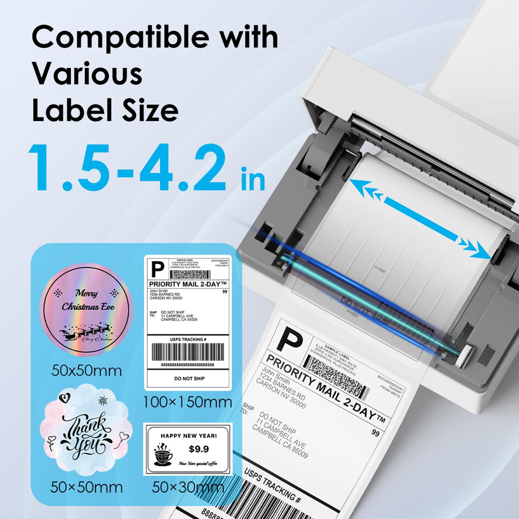 White 4x6 Portable Bluetooth Thermal Label Printer E3229