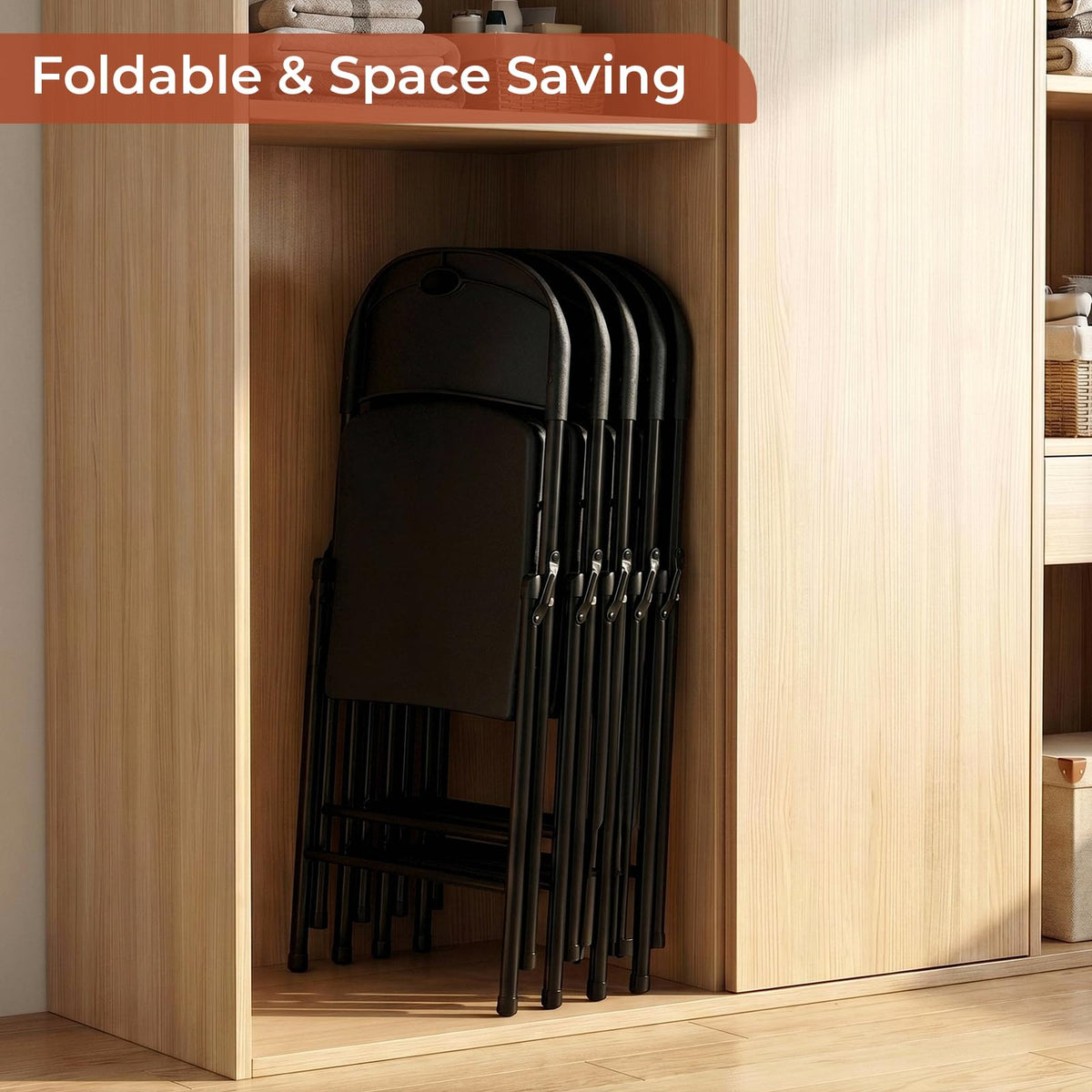 Black Plastic Folding Chair with Steel Frame S4544