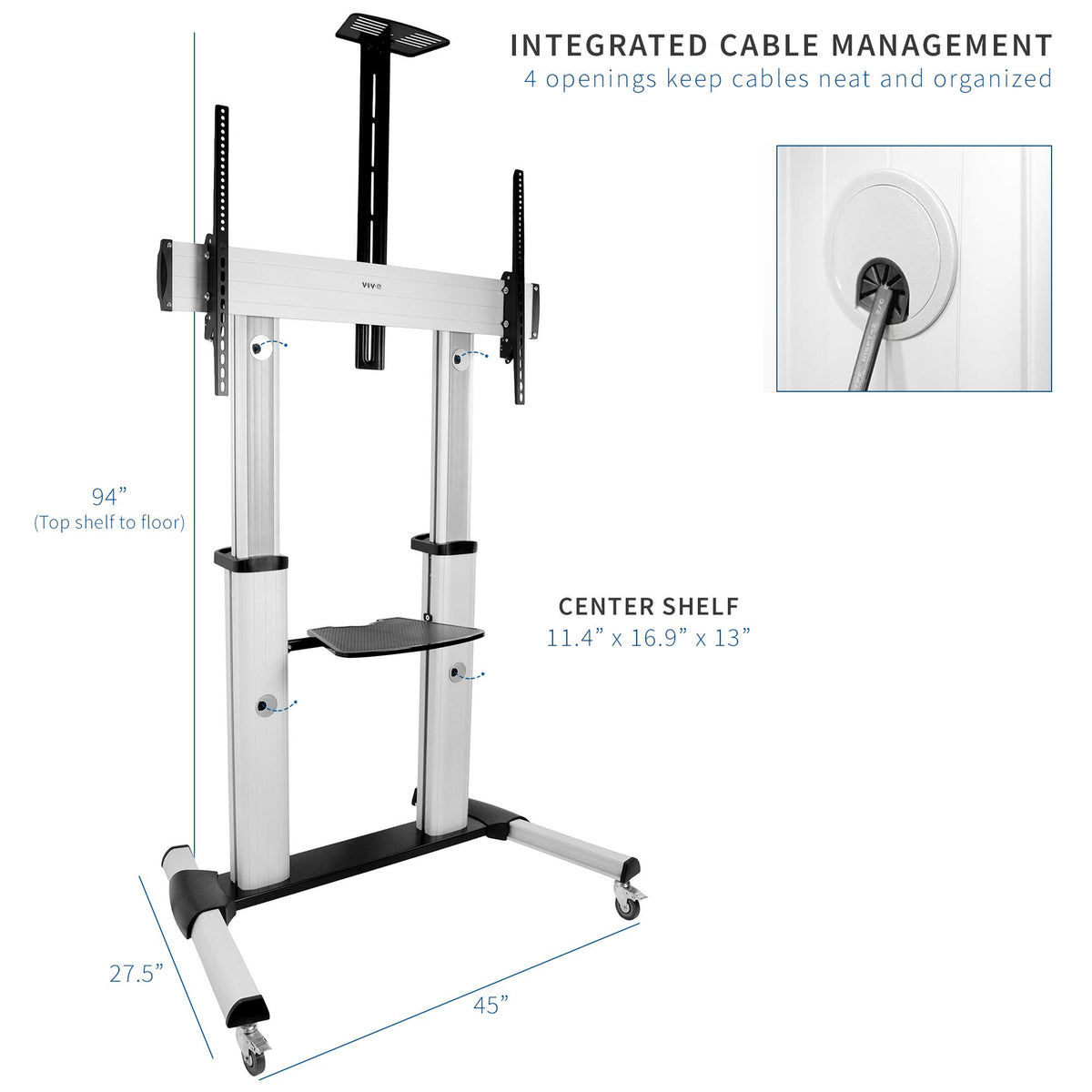 Adjustable Rolling Mobile TV Stand R27544