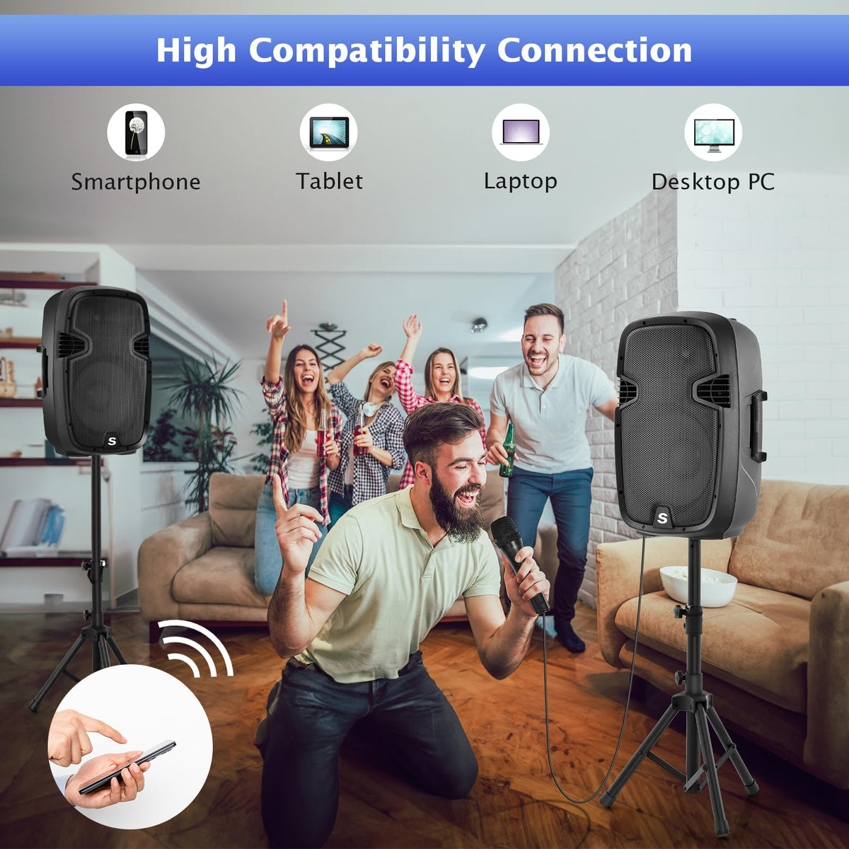 2000W 12" Portable Powered Speakers with Stands U192275