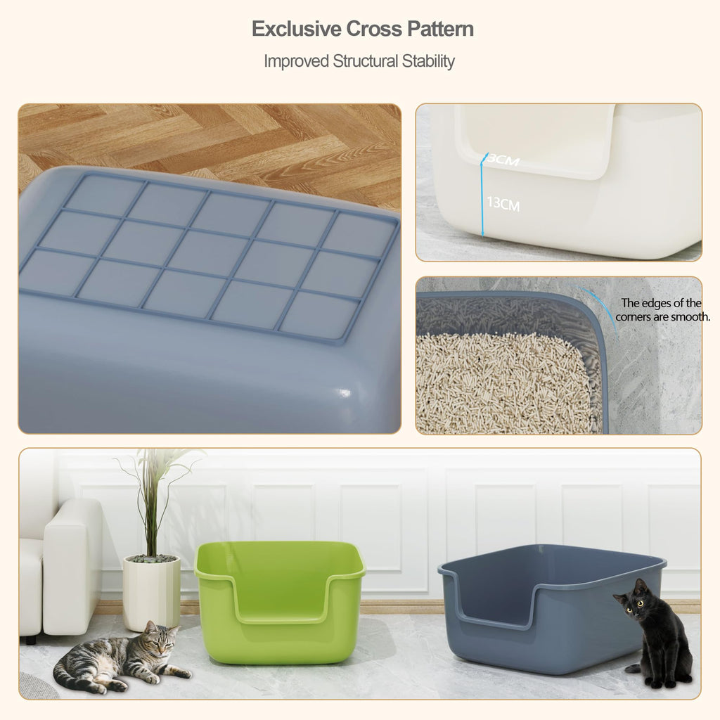 Large High Sided Cat Litter Box with Scoop 2 Pack S518
