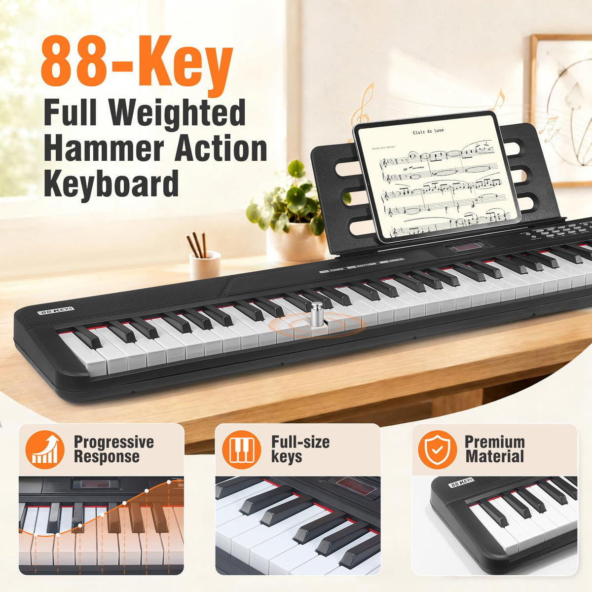 88 Key Semi Weighted Digital Piano with Stand E66302