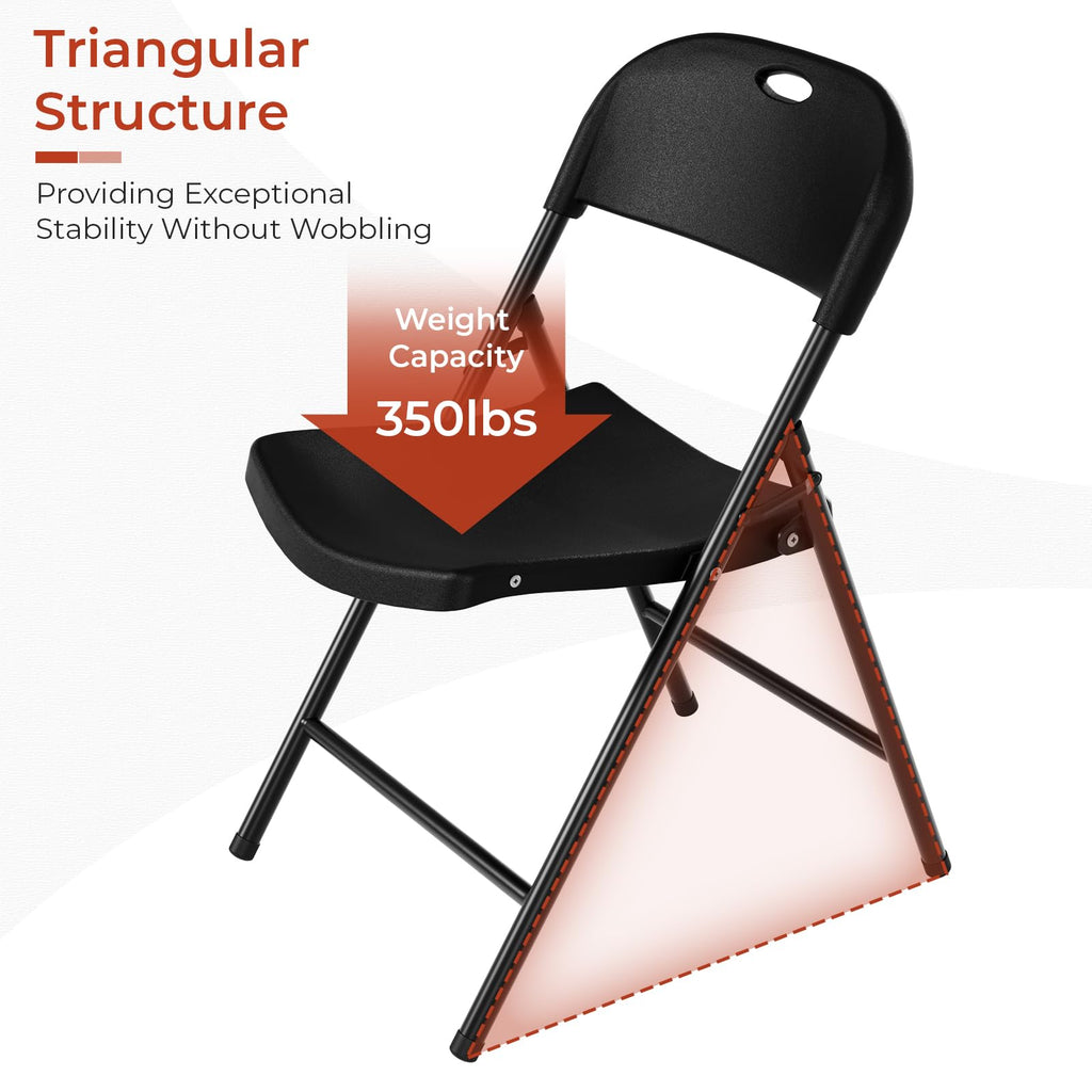 Black Plastic Folding Chair with Steel Frame S4544