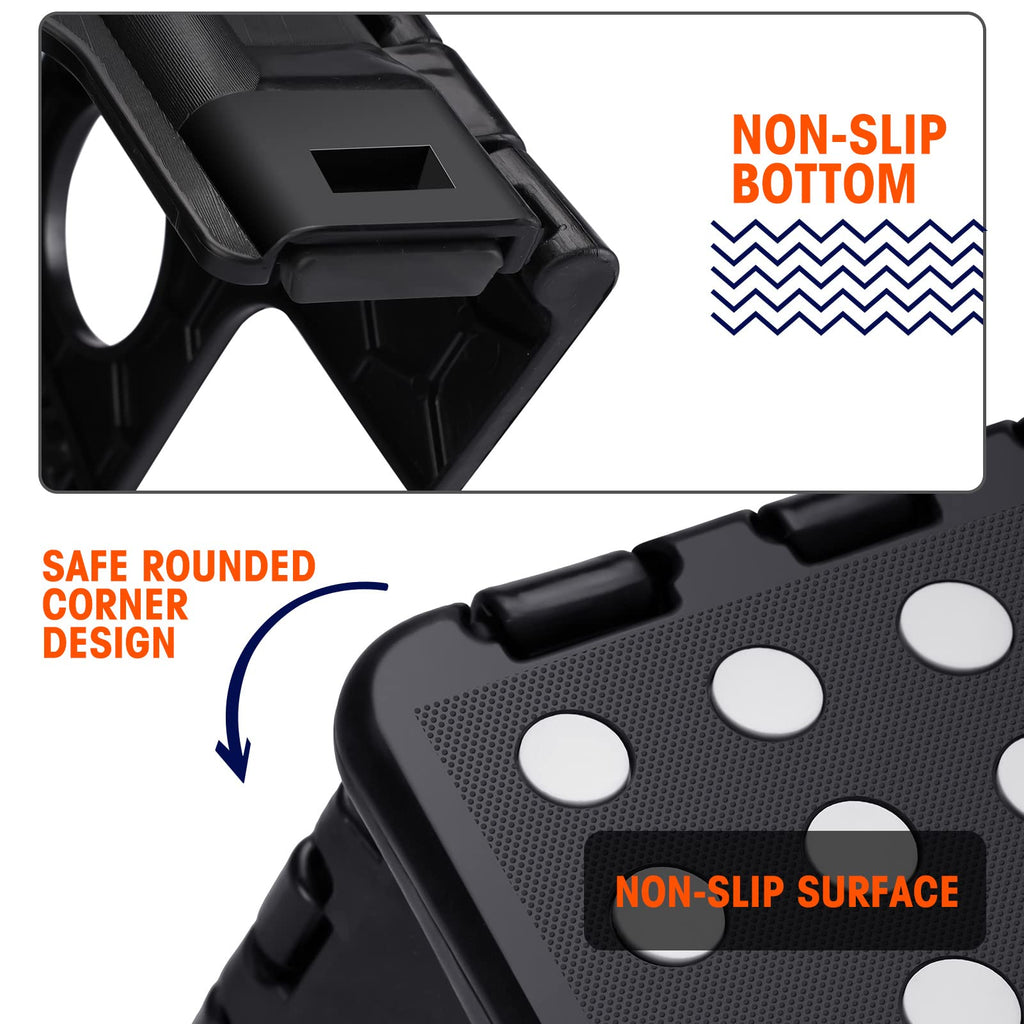 18" Non-Slip Folding Step Stool 300 lbs Black S614