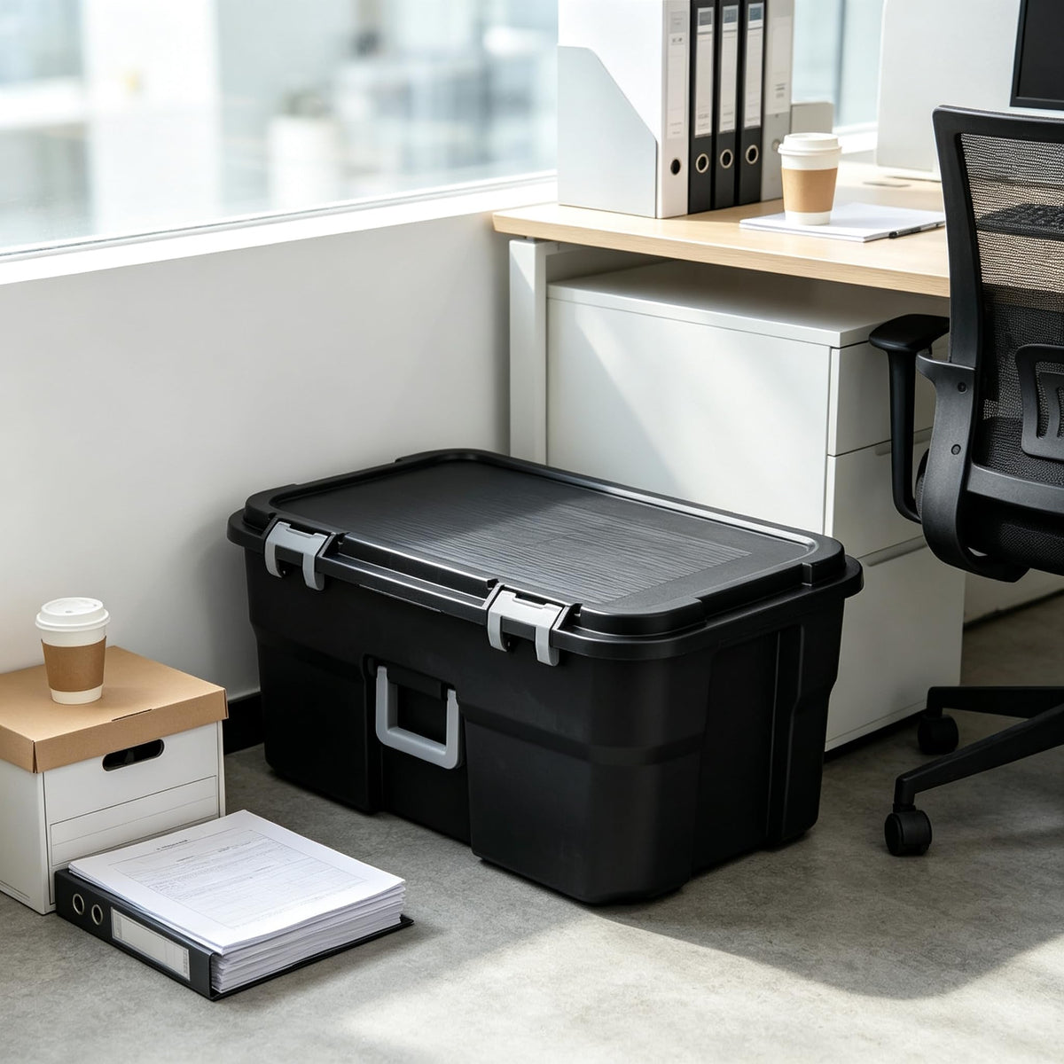 22 Gallon Wheeled Lockable Plastic Storage Footlocker R4253
