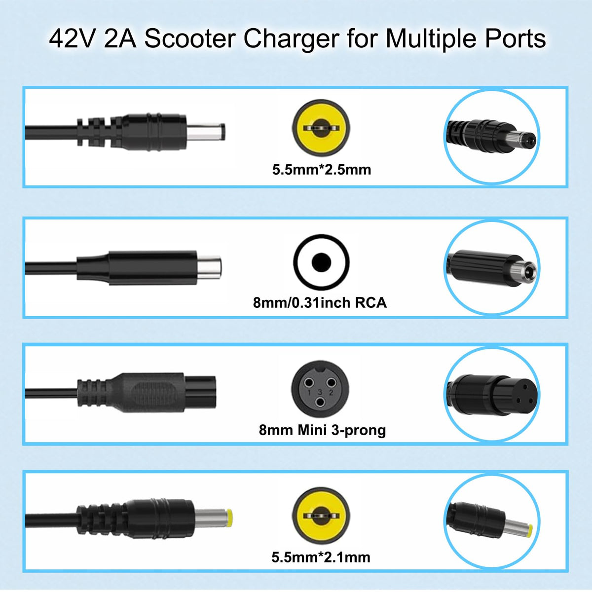 42V 2A Scooter Charger 4 in 1 Removable Connector G866