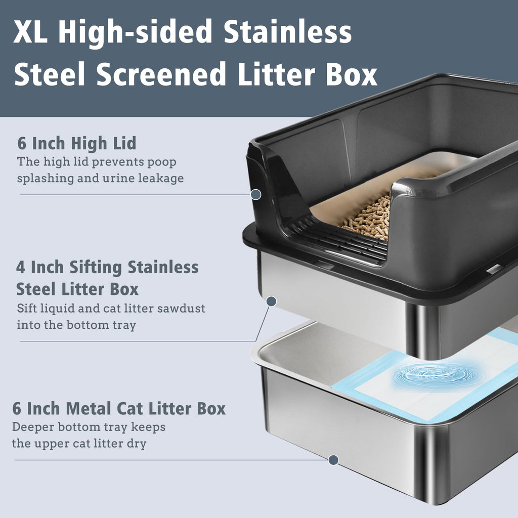 Stainless Steel Sifting Litter Box I7045