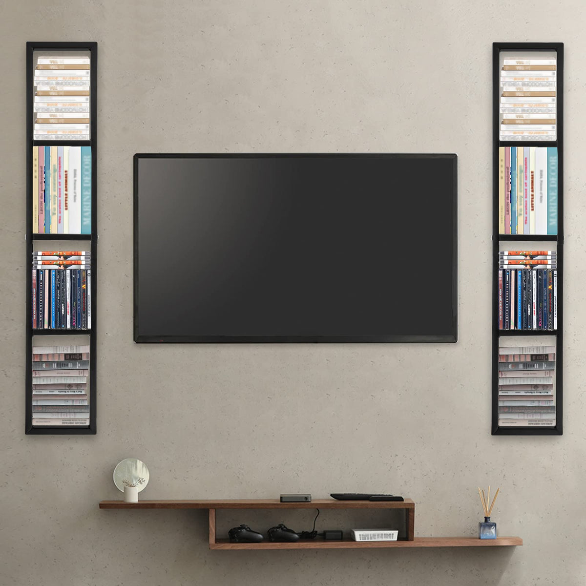 34 Inch Black Metal Media Storage Rack R8610
