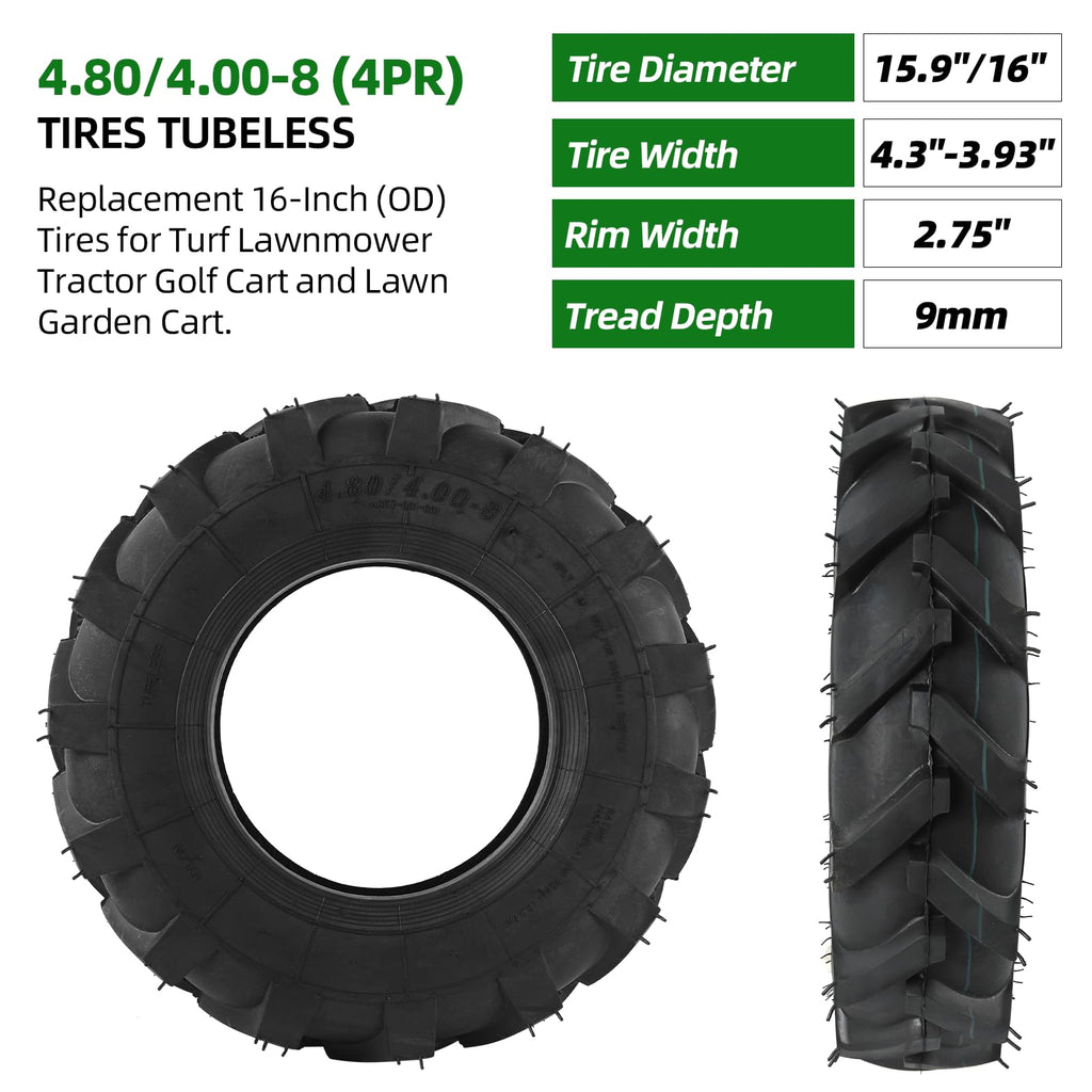 4.80/4.00-8 Tubeless Tires 2-Pack R511