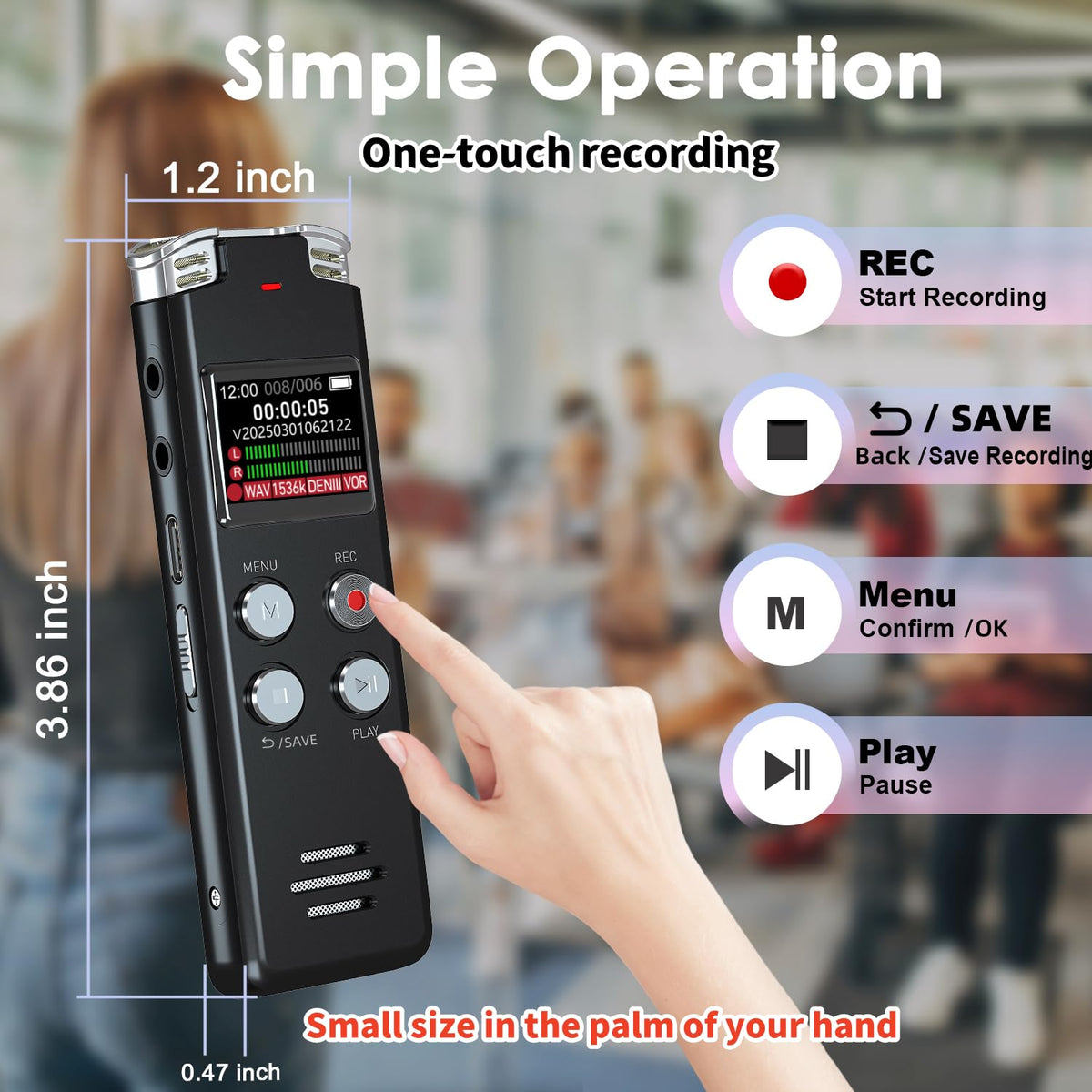 64GB Digital Voice Recorder with Playback A3808