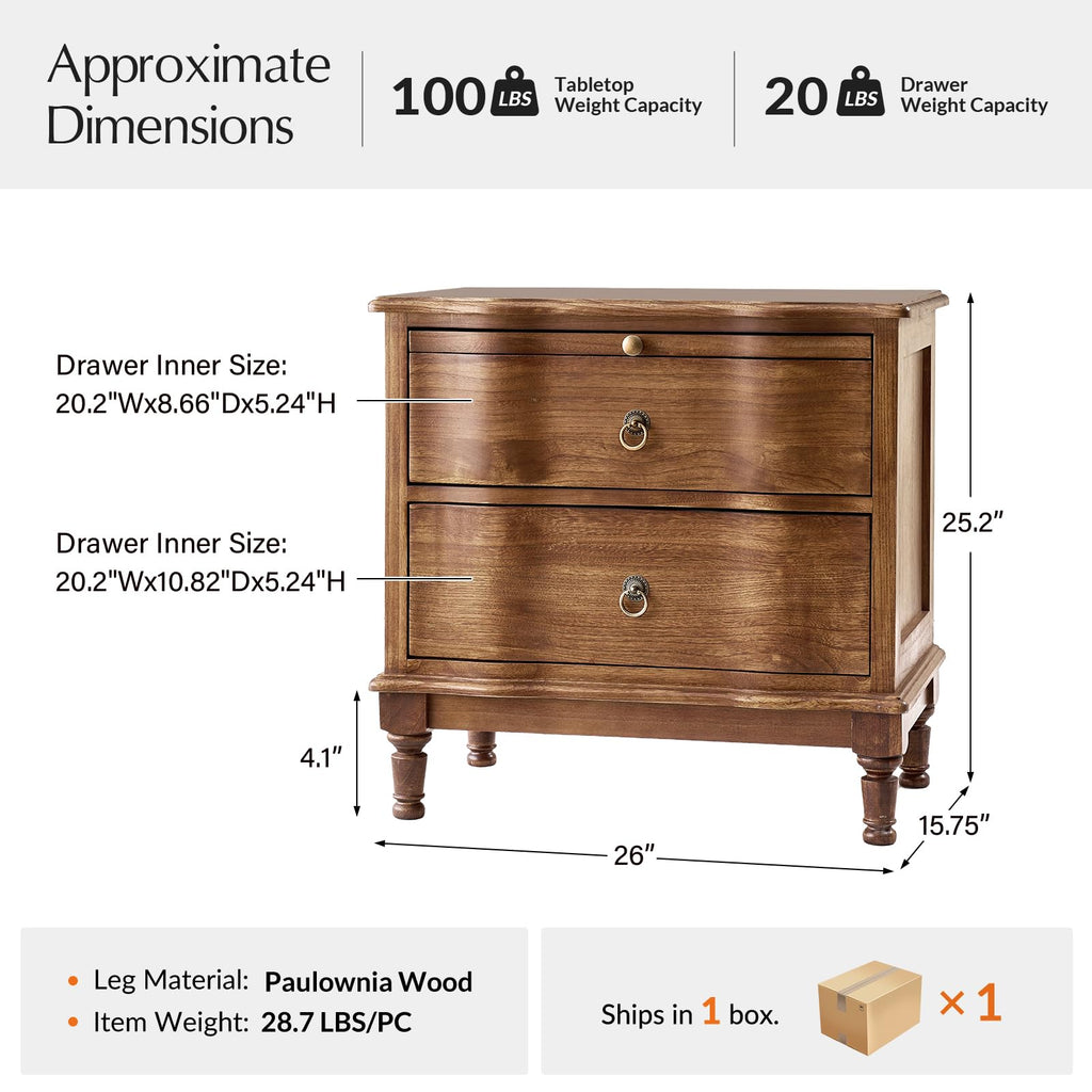 2-Drawer End Table with Charging Station Q253