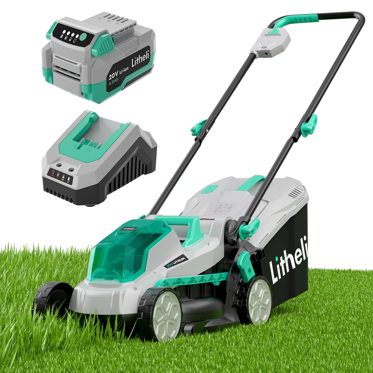 13" Cordless Electric Lawn Mower with Battery & Charger U47027