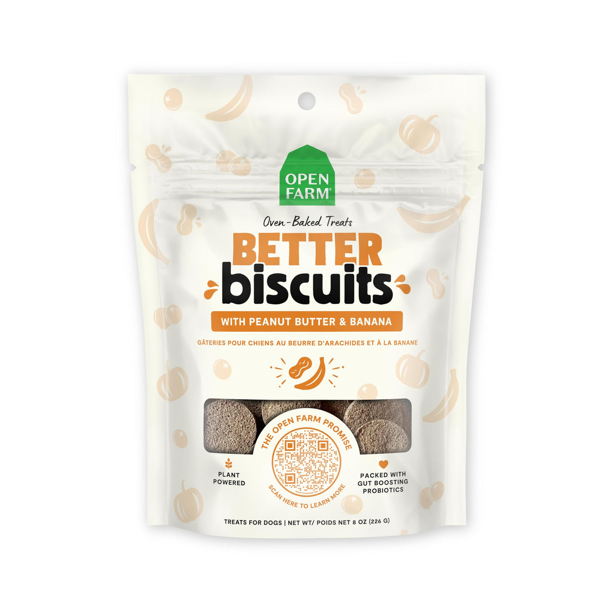 Peanut Butter & Banana Dog Treats 8oz Pouch F985