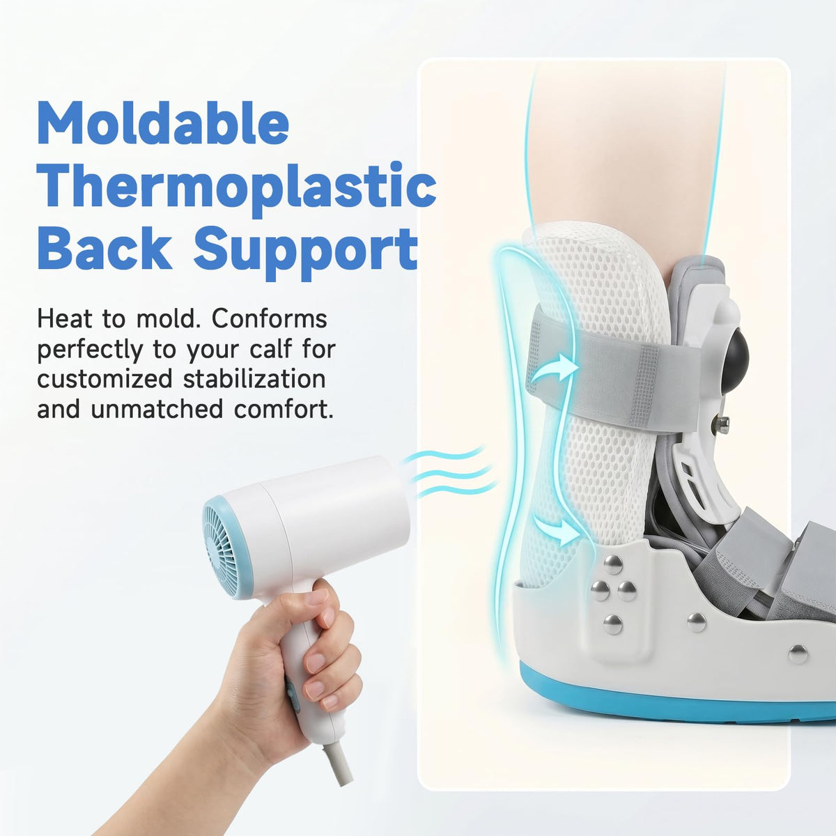 Short Orthopedic Medical Walker Boot with Moldable Thermoplastic Back Support (Large) D75113