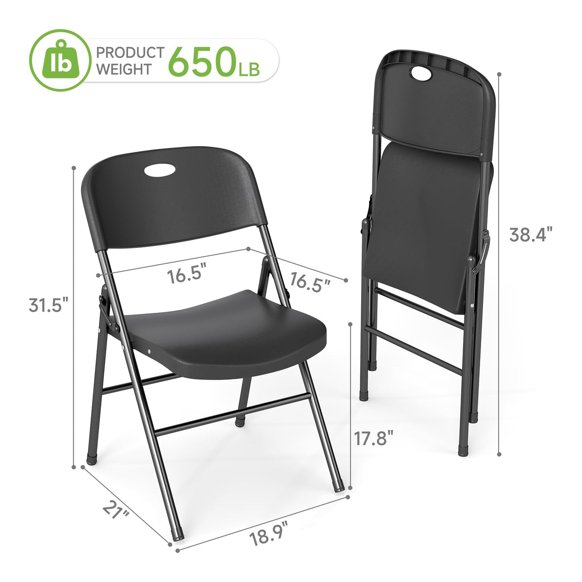 Folding Chairs Set of 10 Black O778