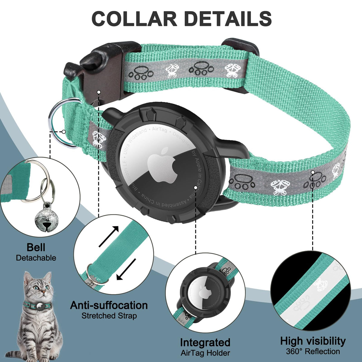 Reflective AirTag Cat Collar M69629