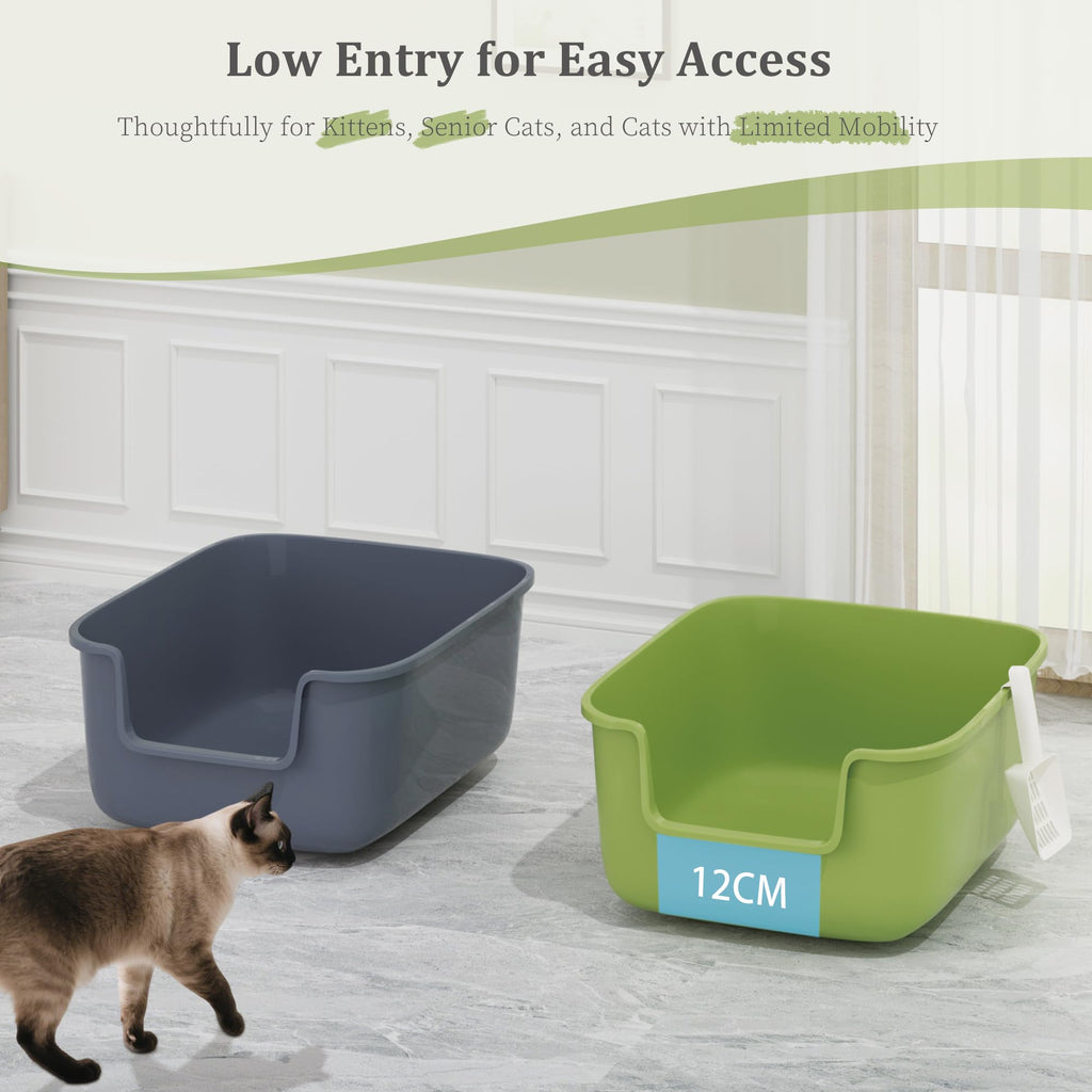 Large High Sided Cat Litter Box with Scoop 2 Pack S518