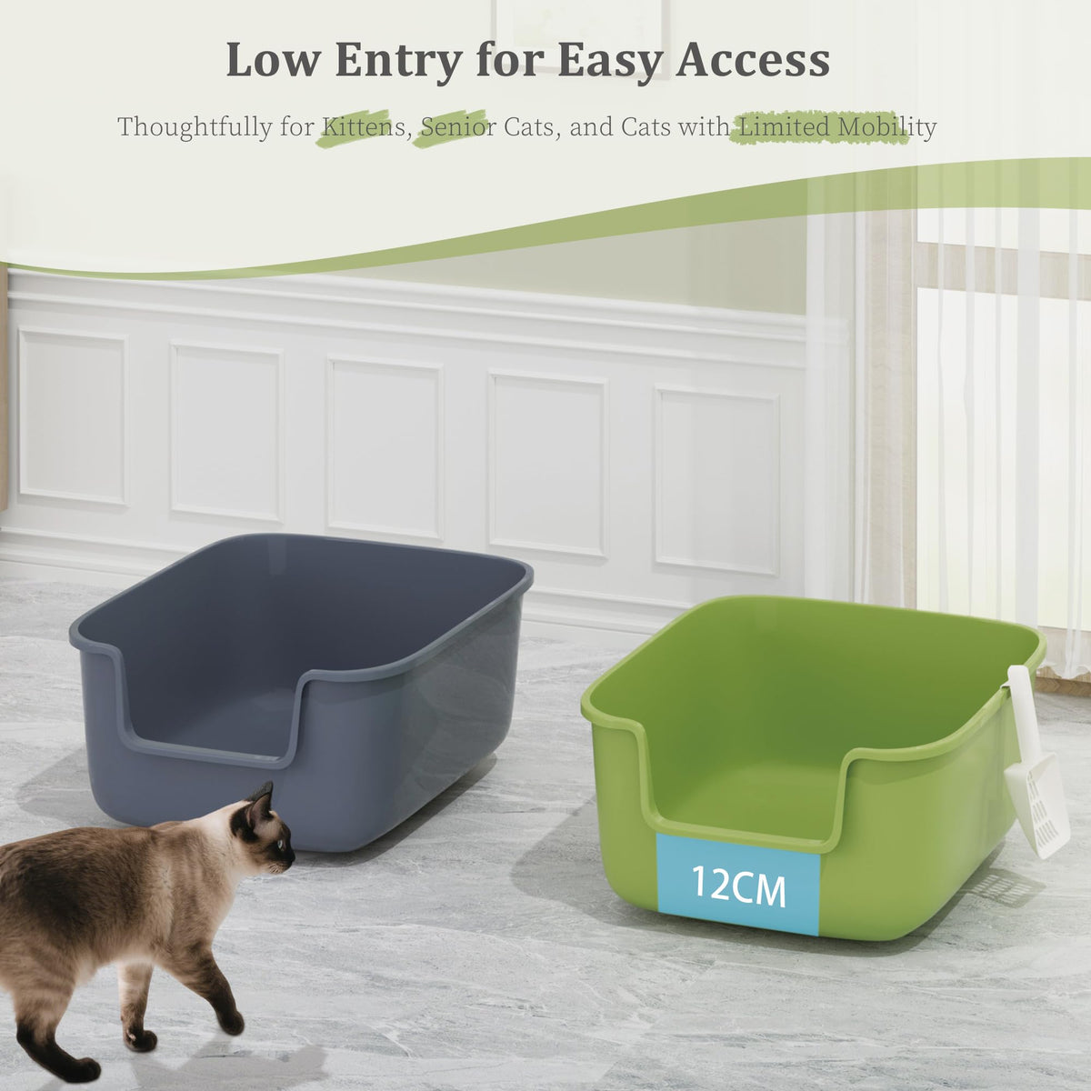 Large High Sided Cat Litter Box with Scoop 2 Pack S518