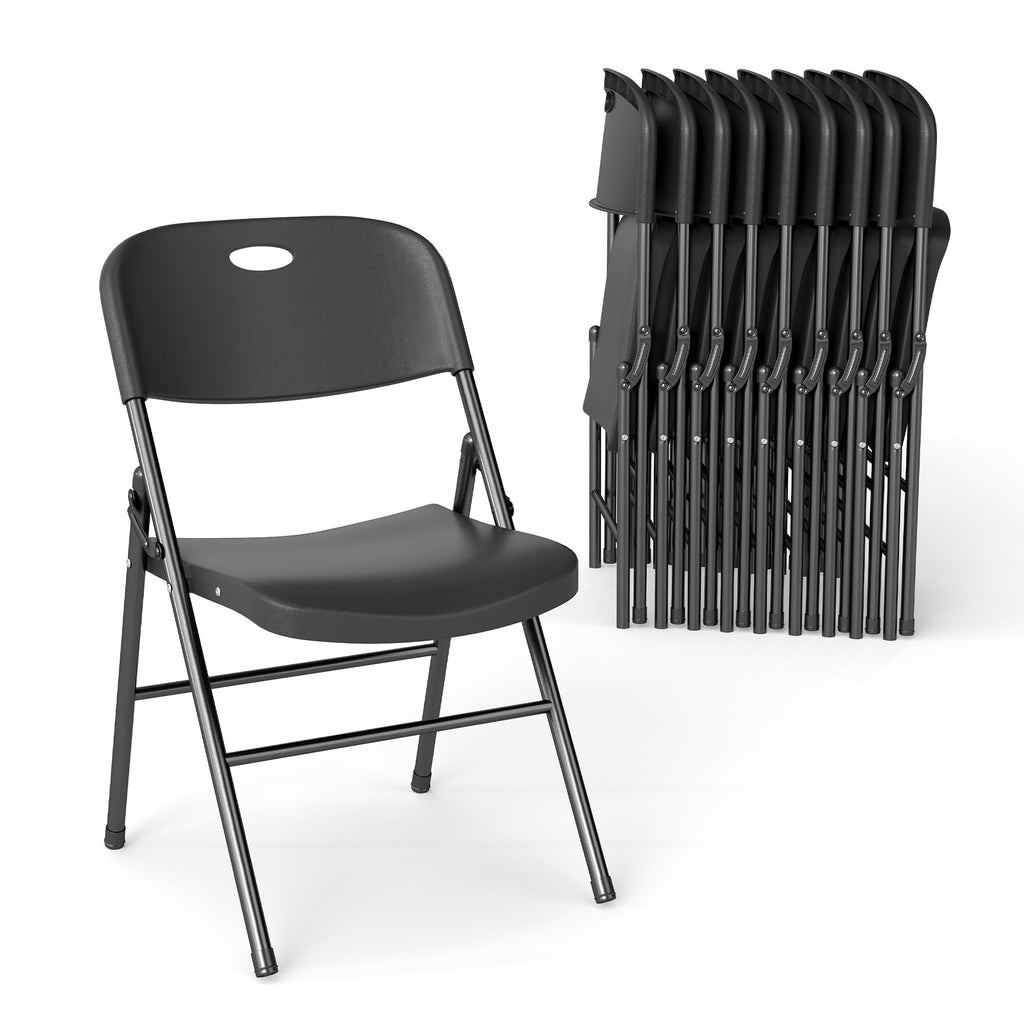Folding Chairs Set of 10 Black O778