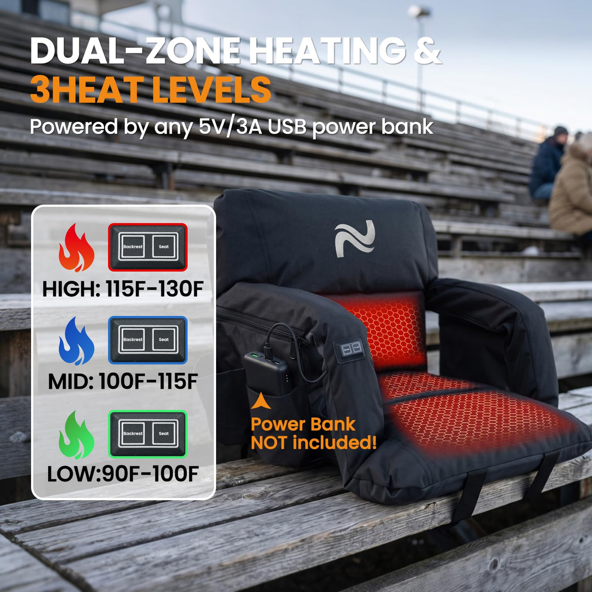 2 Pack Extra Thick Heated Stadium Seats V145642