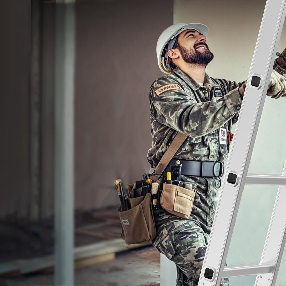 Multi-Purpose Folding Ladder, 7-in-1 Adjustable Telescoping Ladder, 330 lbs Capacity O864
