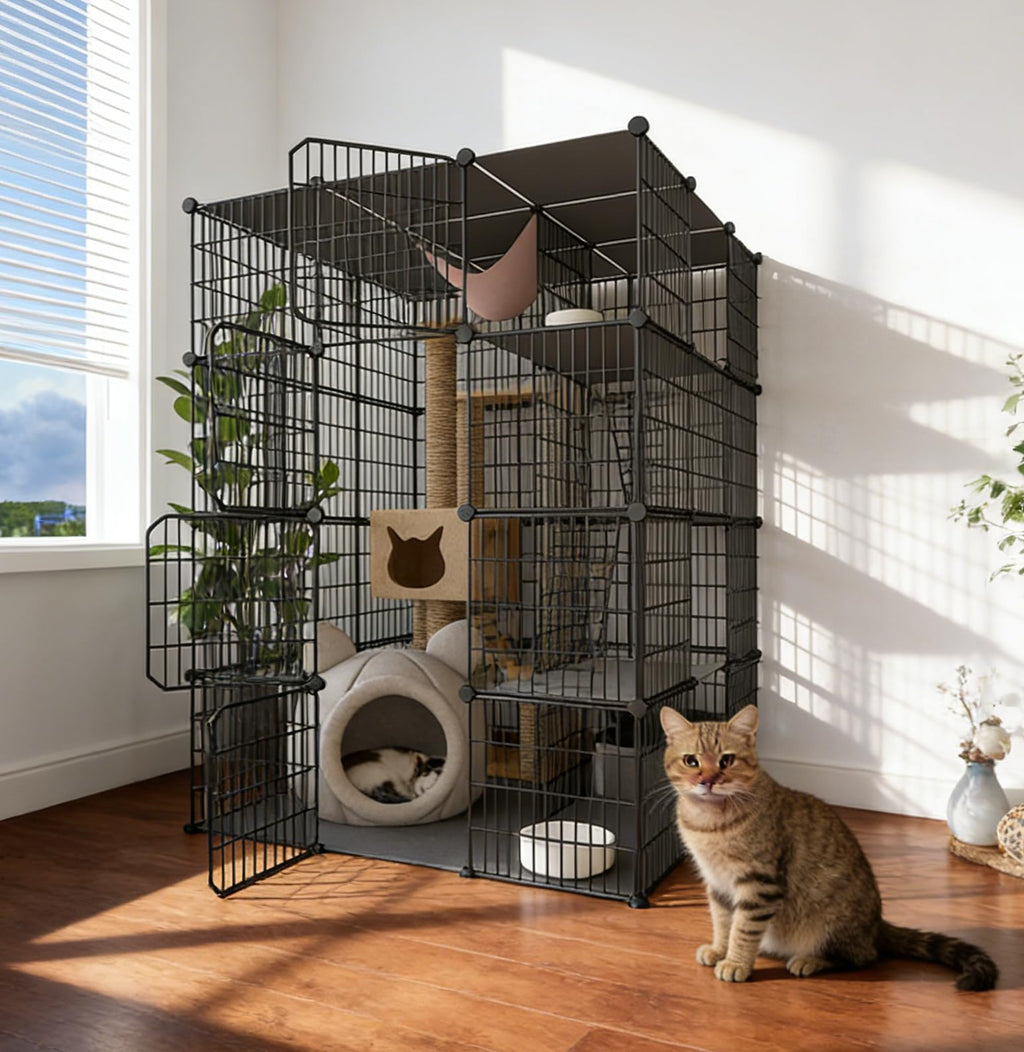 4-Tier Detachable Metal Wire Cat Cage W131227