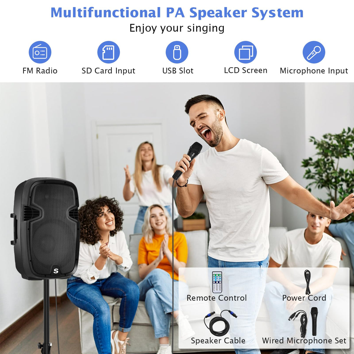 2000W 12" Portable Powered Speakers with Stands U192275