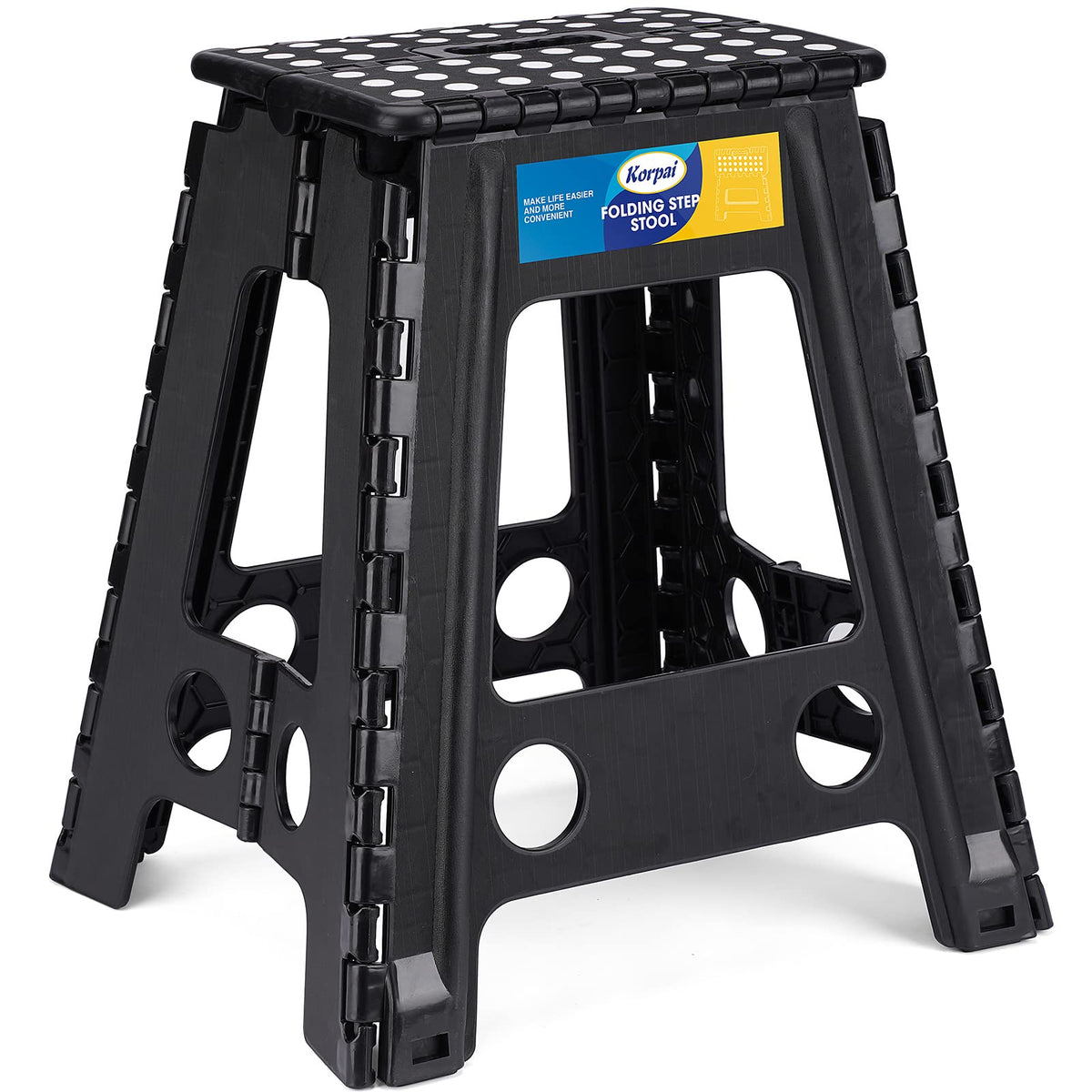 18" Non-Slip Folding Step Stool 300 lbs Black S614