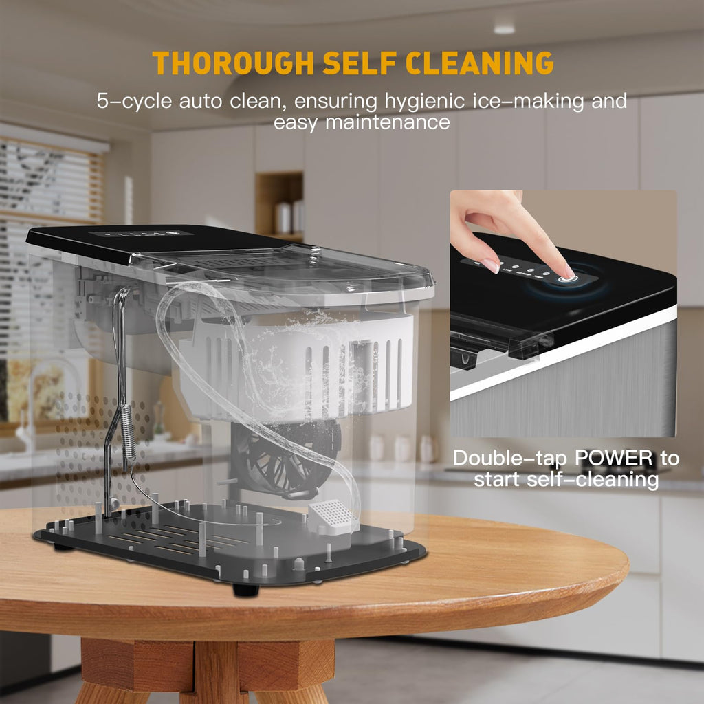 Countertop Ice Maker 38lbs Per Day 9 Ice Cubes in 3.5 Minutes Self-Cleaning Portable Ice Machine 2 Bullet Sizes U8872
