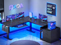 L Shaped Standing Desk with File Cabinet S9323