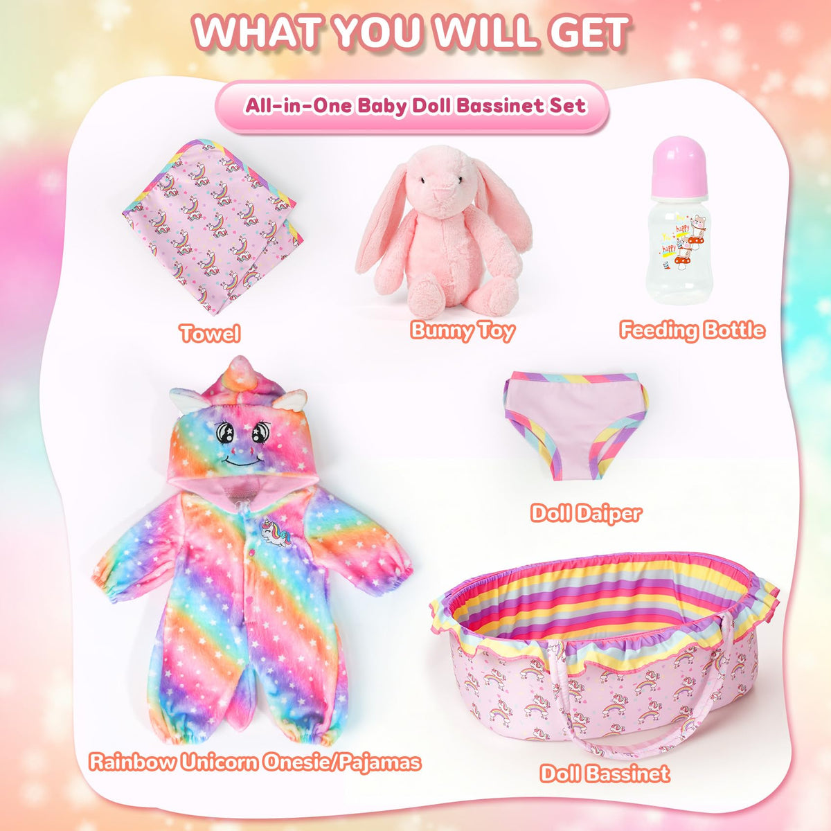 Baby Doll Clothes Outfit Set with Bassinet O46353