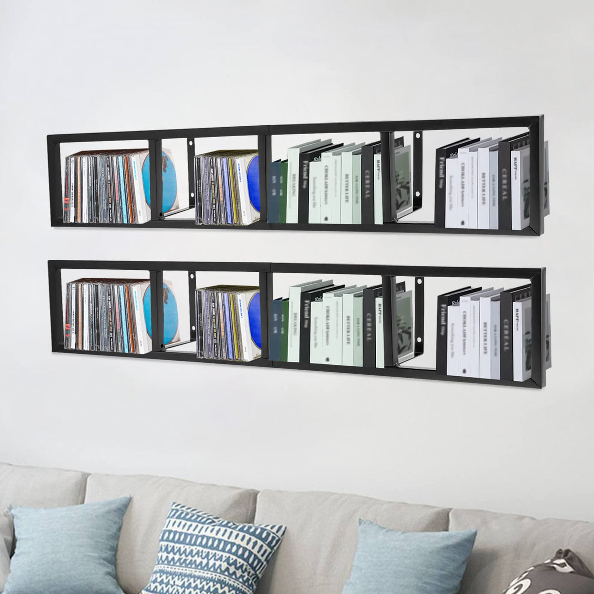 34 Inch Black Metal Media Storage Rack R8610