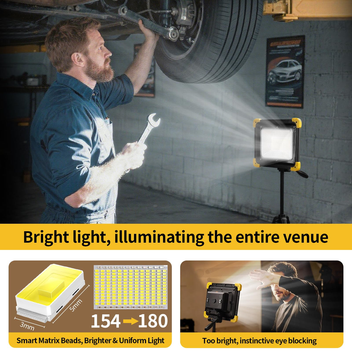 12000mAh Rechargeable LED Work Light with Stand B1382