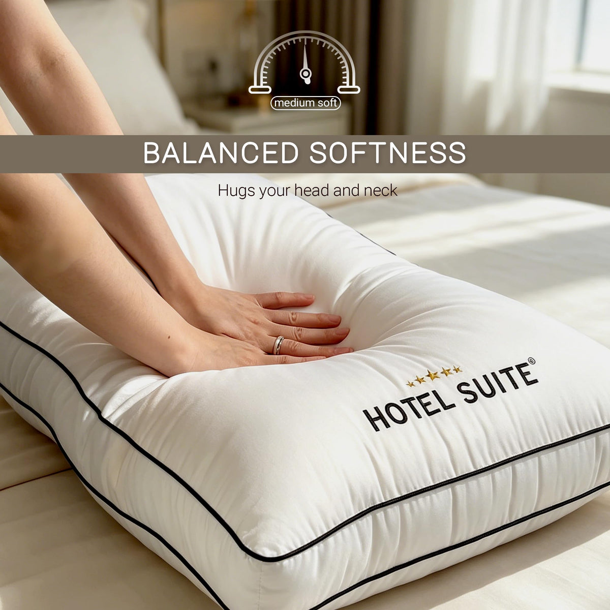 King Size Set of 2 Medium Soft Bed Pillows I8359