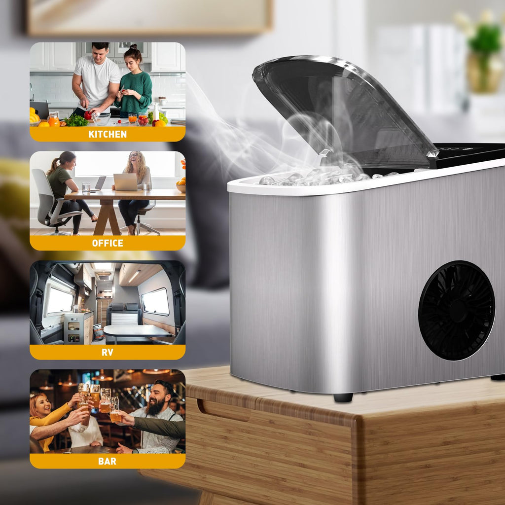 Countertop Ice Maker 38lbs Per Day 9 Ice Cubes in 3.5 Minutes Self-Cleaning Portable Ice Machine 2 Bullet Sizes U8872