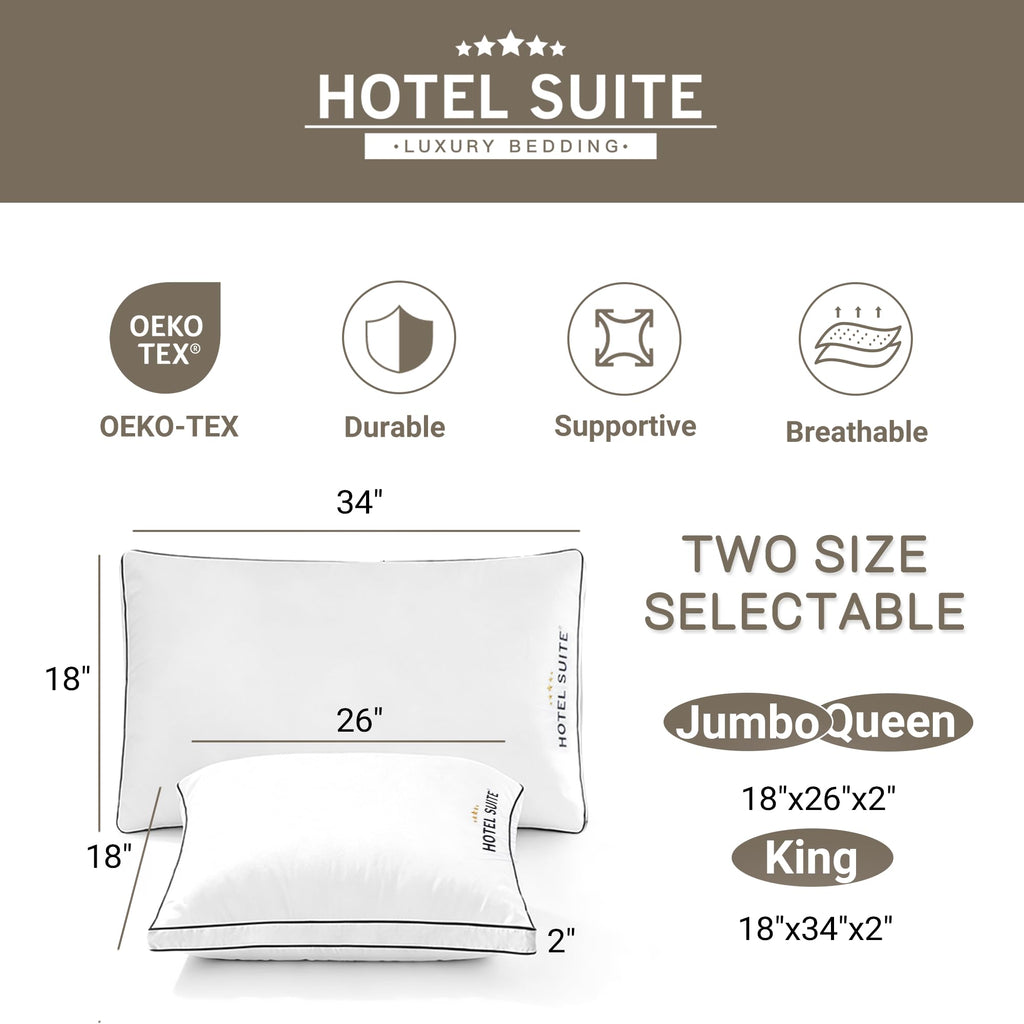 King Size Set of 2 Medium Soft Bed Pillows I8359