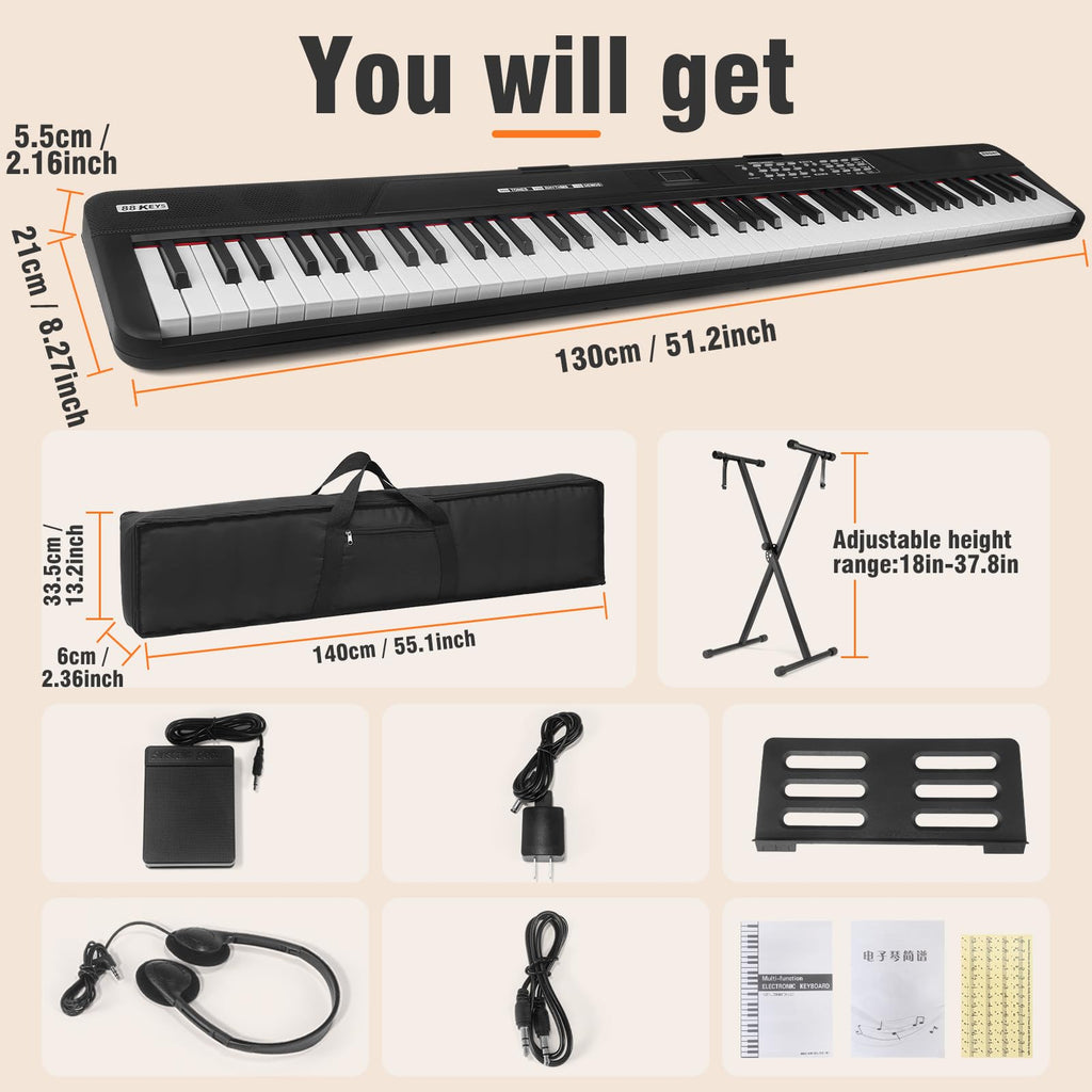 88 Key Semi Weighted Digital Piano with Stand E66302