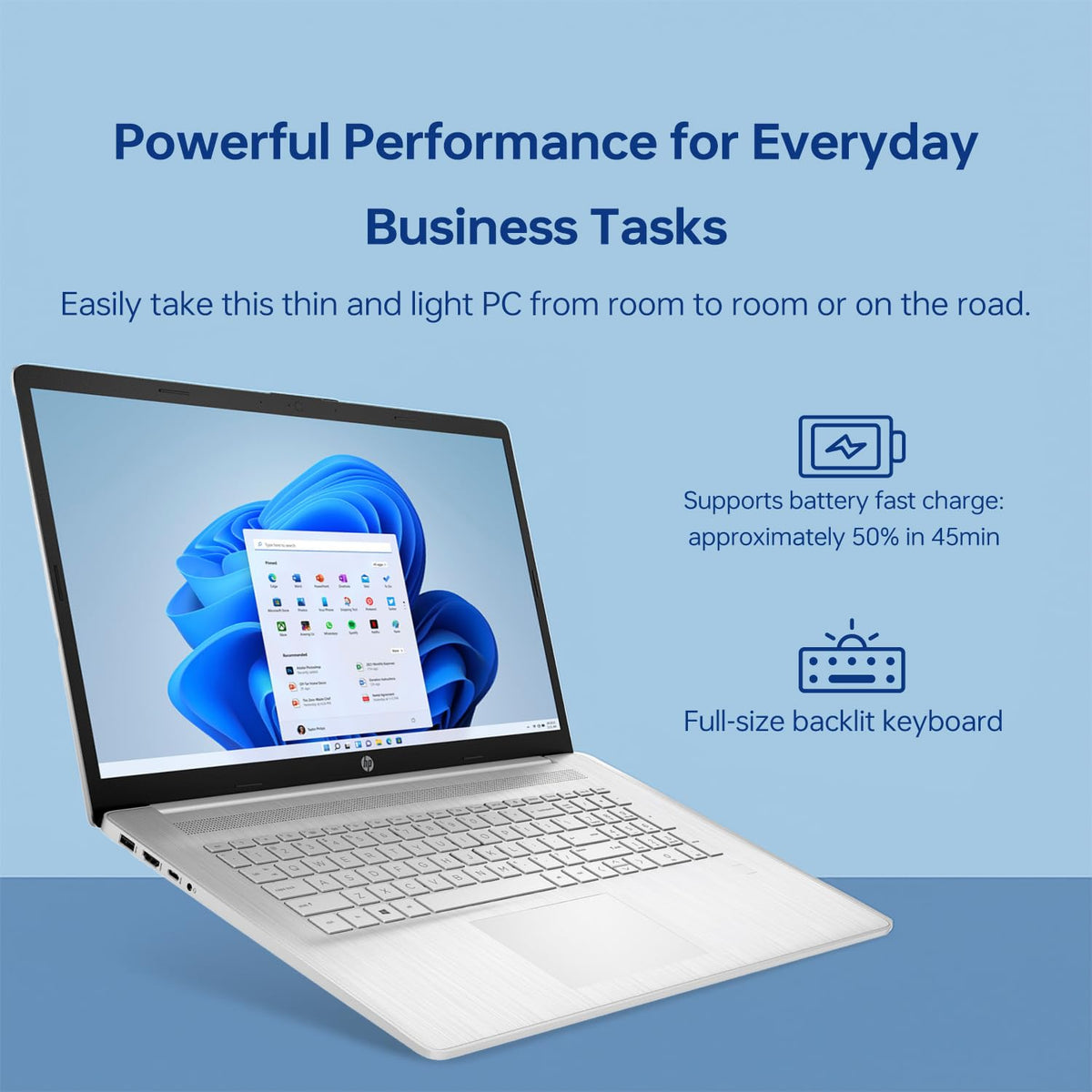 17.3" HD+ Touchscreen Laptop, Intel Core i7, 16GB RAM, 512GB SSD, Silver B46288