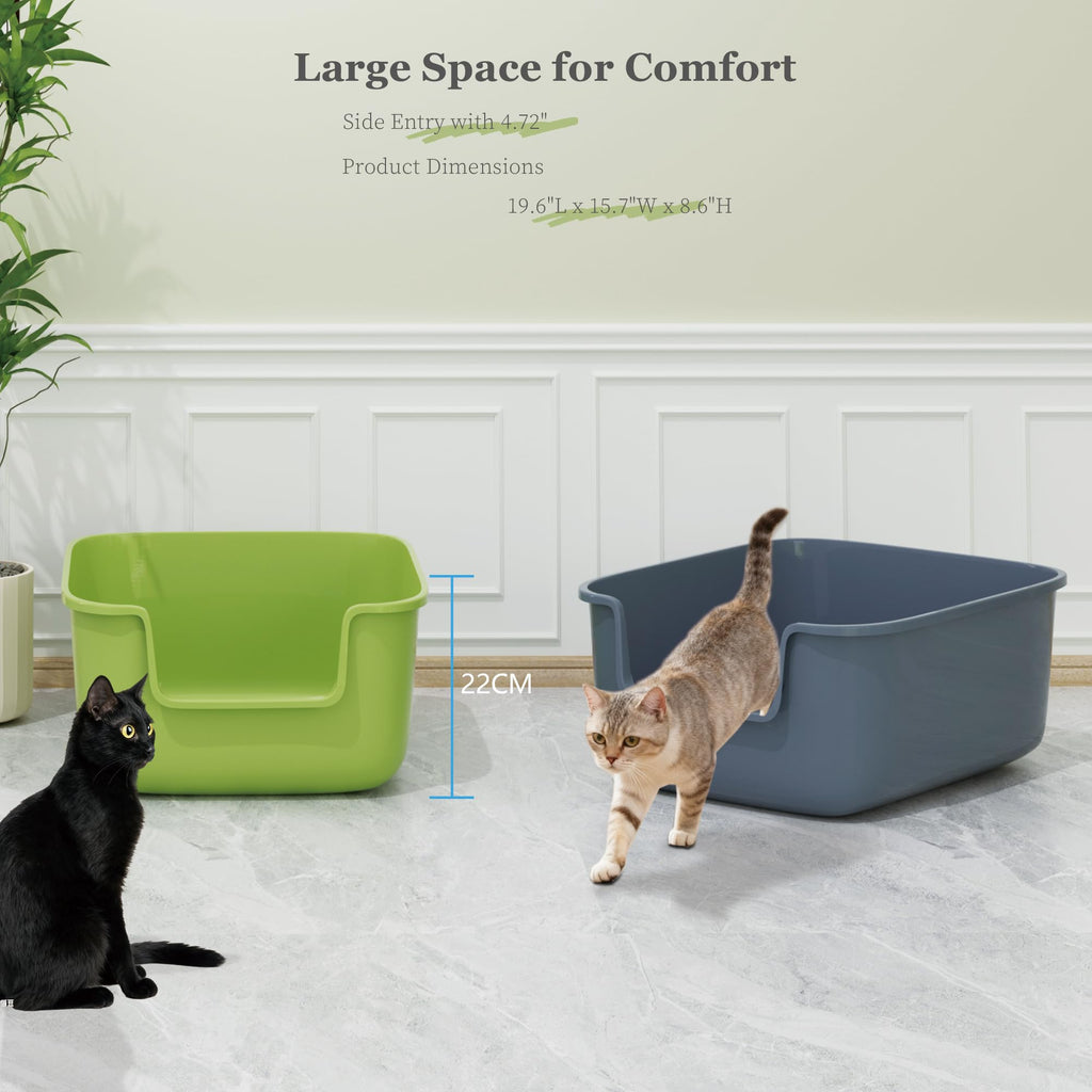 Large High Sided Cat Litter Box with Scoop 2 Pack S518