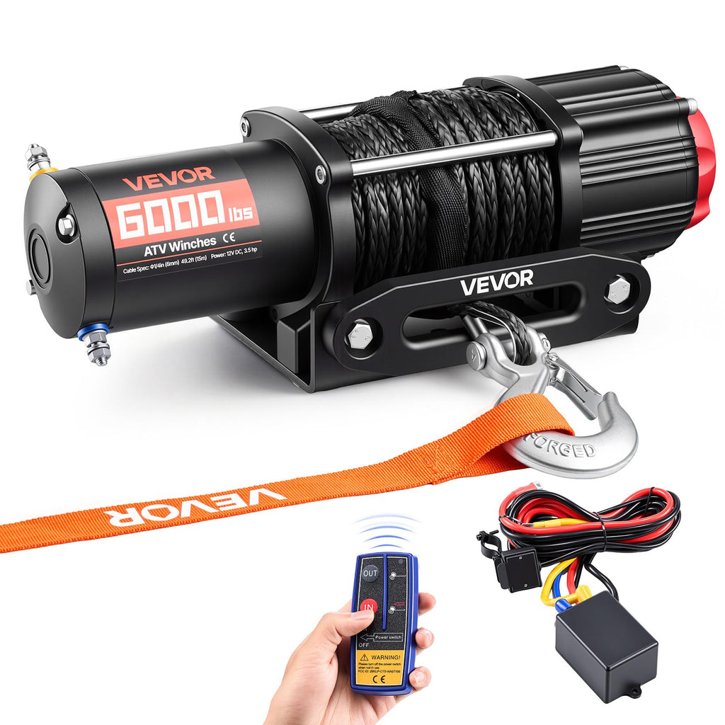 6000 lbs 12V Electric Winch with Synthetic Rope N3737