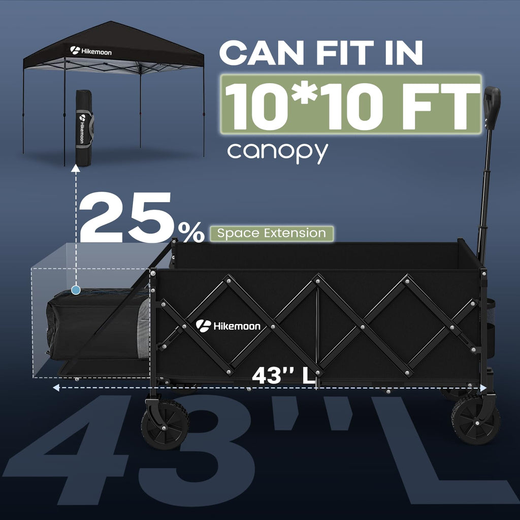 43'' Extra Long Folding Wagon with Extended Tailgate, Black C955141