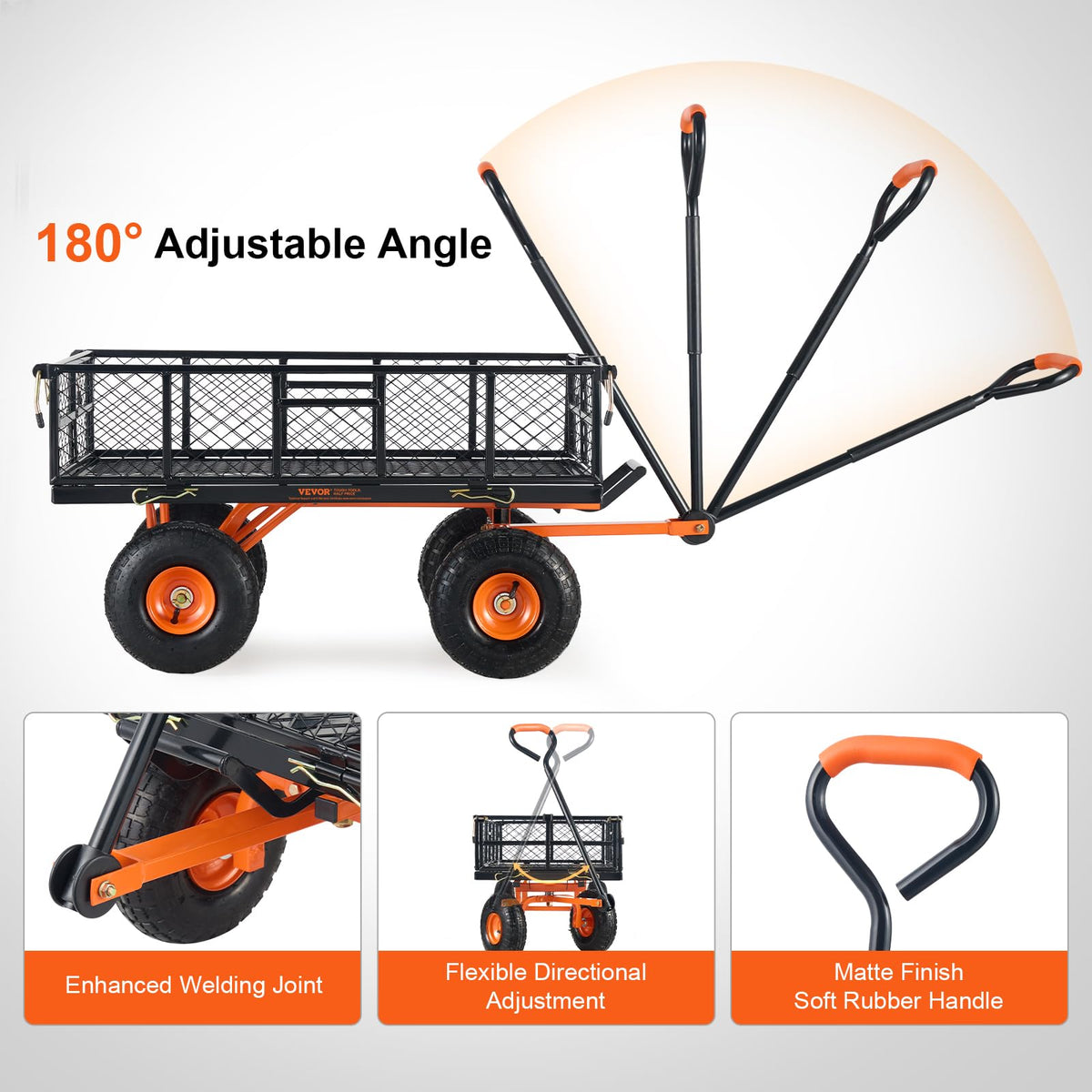 880lbs Steel Garden Dump Cart Utility Wagon with Removable Sides T353