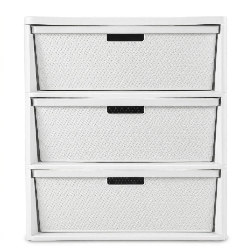 Opaque White 3-Drawer Plastic Storage Tower K36578