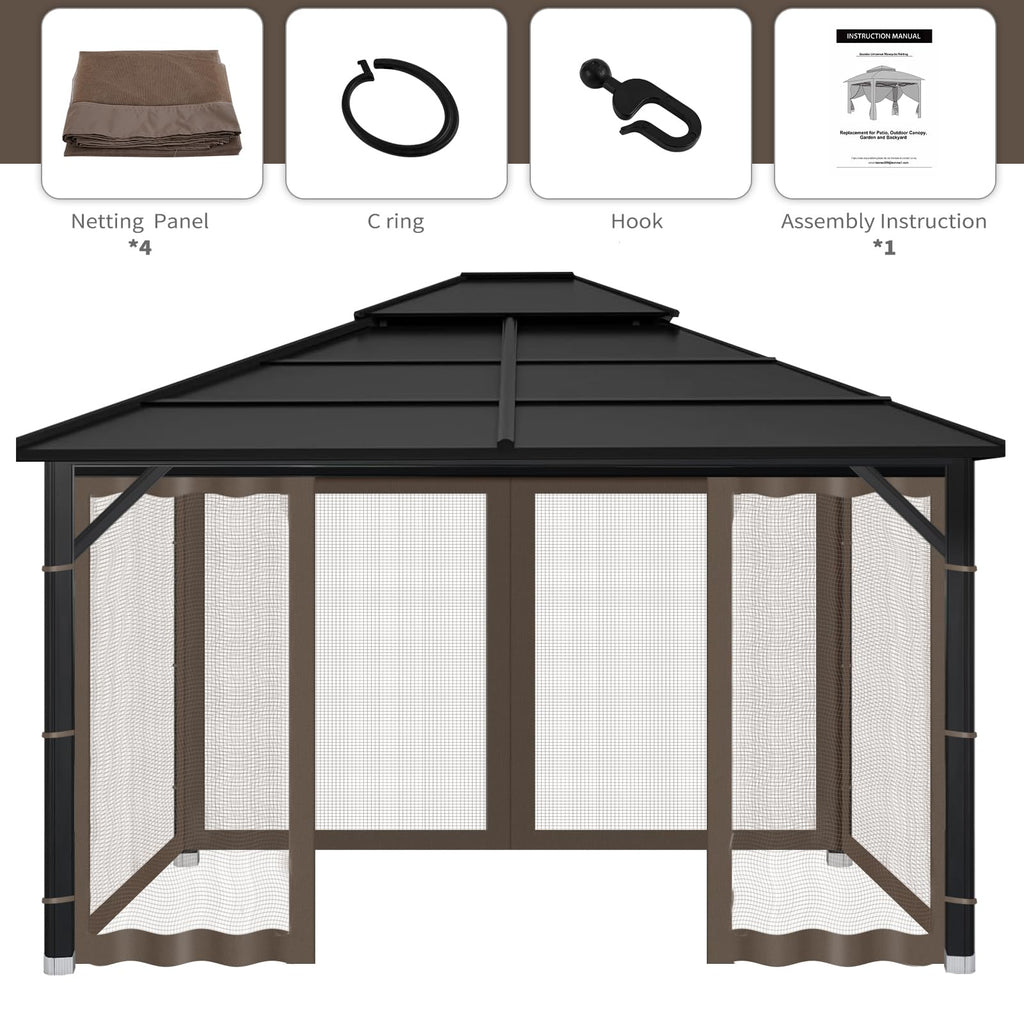 10x10 ft Coffee Gazebo Replacement Mosquito Netting C67934