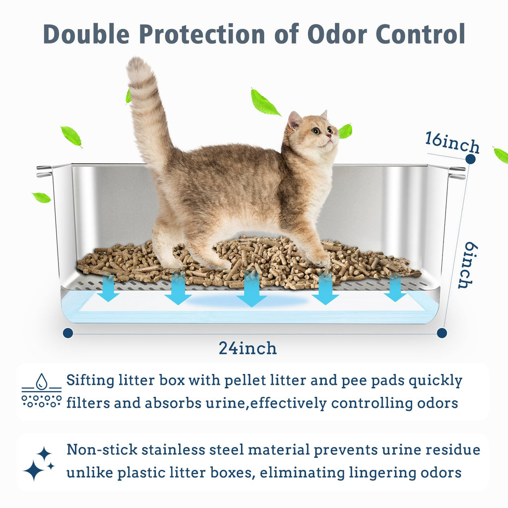 Stainless Steel Sifting Litter Box I7045