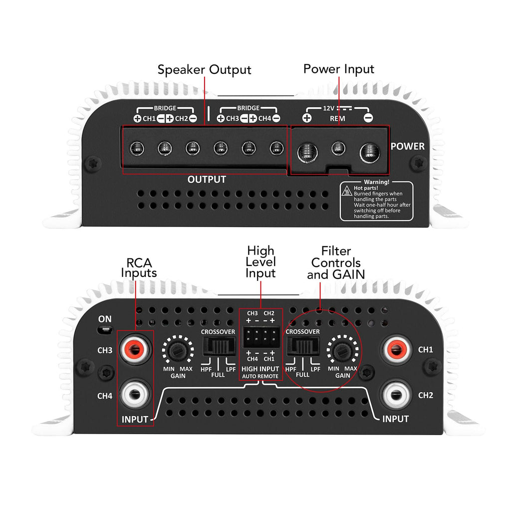 1200 Watt 4 Channel Class D Car Amplifier Z293