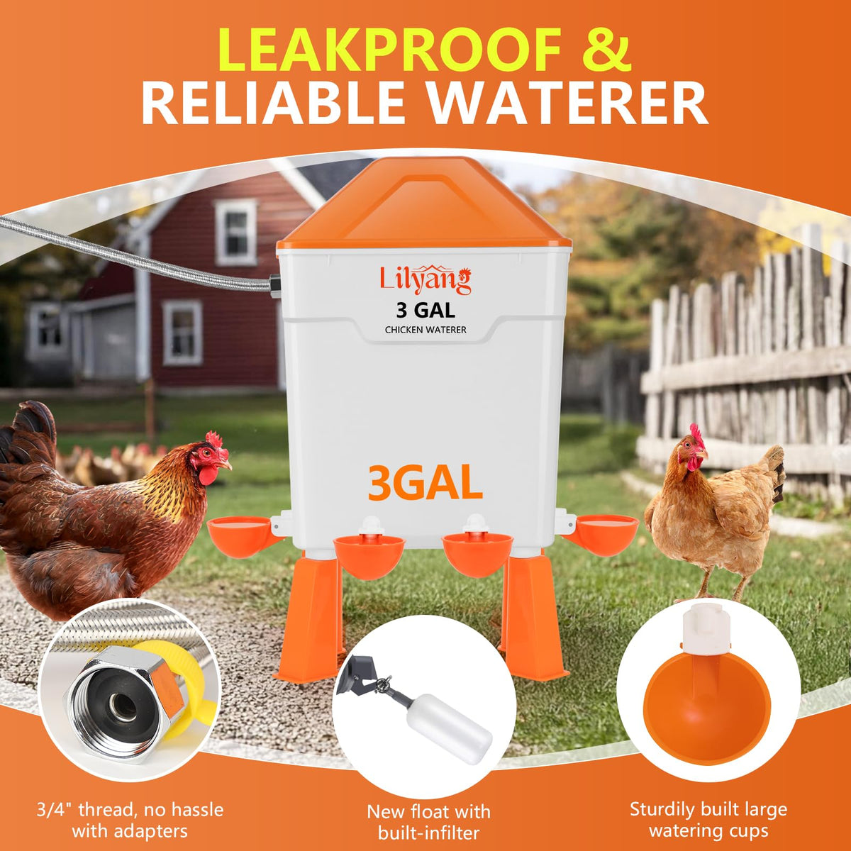 3 Gallon Automatic Chicken Waterer & Feeder Set B2096