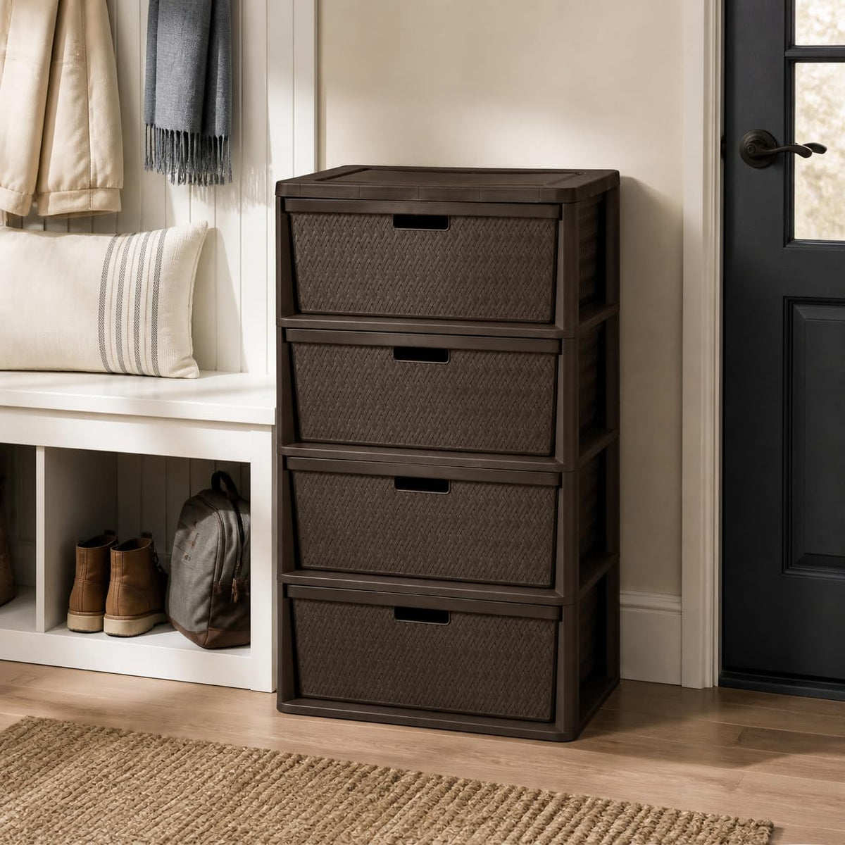Brown Plastic 4 Drawer Storage Organizer X479635