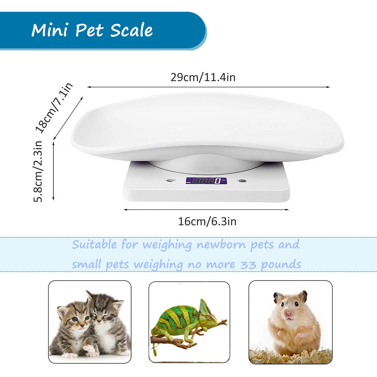 Newborn Kitten & Puppy Weight Scale White 12in x 8in I16509
